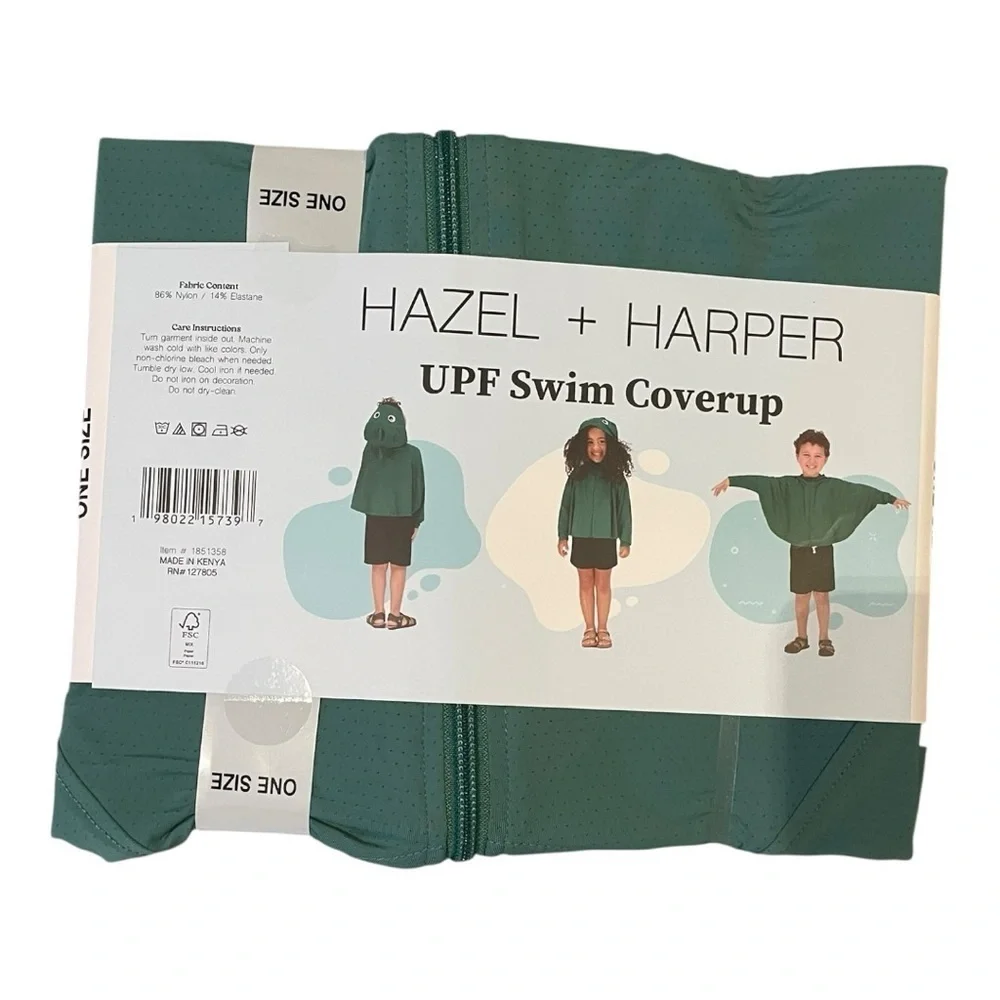 HAZEL + HARPER UPF Swim Coverup Green MOISTURE WICKING UPF PROTECTION 2T-4T